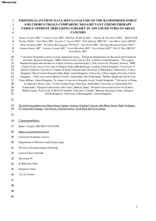(PDF) Neoadjuvant chemotherapy versus debulking surgery in advanced ...