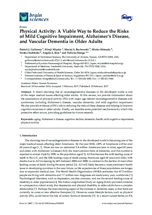 (PDF) Physical Activity: A Viable Way to Reduce the Risks of Mild ...