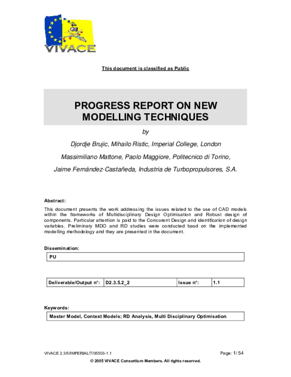 (PDF) Progress Report on New Modelling Techniques