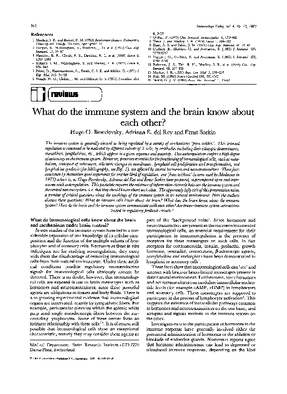 (PDF) What do the immune system and the brain know about each other?