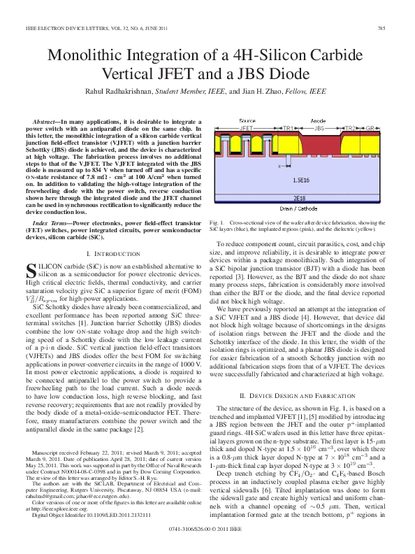 (PDF) Monolithic Integration of a 4H-Silicon Carbide Vertical JFET and ...