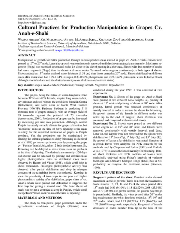 (PDF) Cultural Practices for Production Manipulation in Grapes Cv. Anab ...