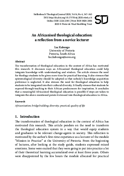 (PDF) An Africanised theological education