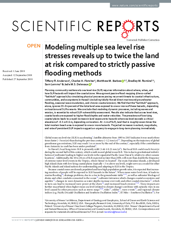 (PDF) Modeling multiple sea level rise stresses reveals up to twice the ...