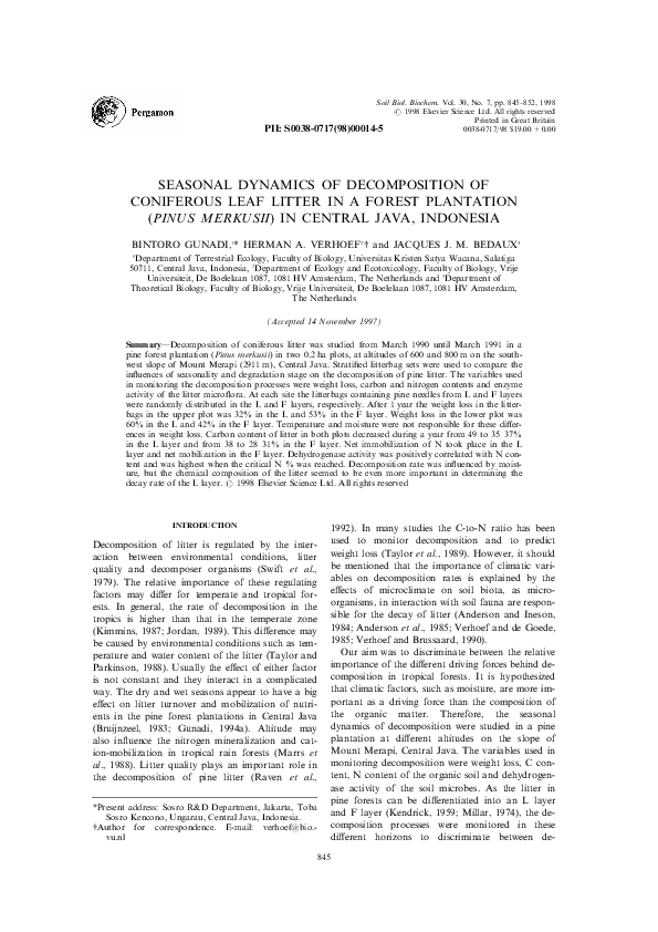 (PDF) Seasonal dynamics of decomposition of coniferous leaf litter in a ...