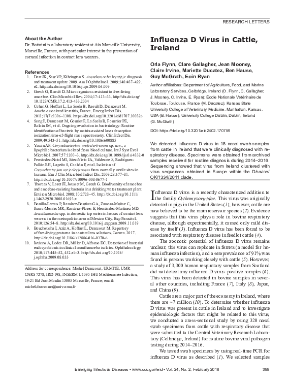(PDF) Influenza D Virus in Cattle, Ireland