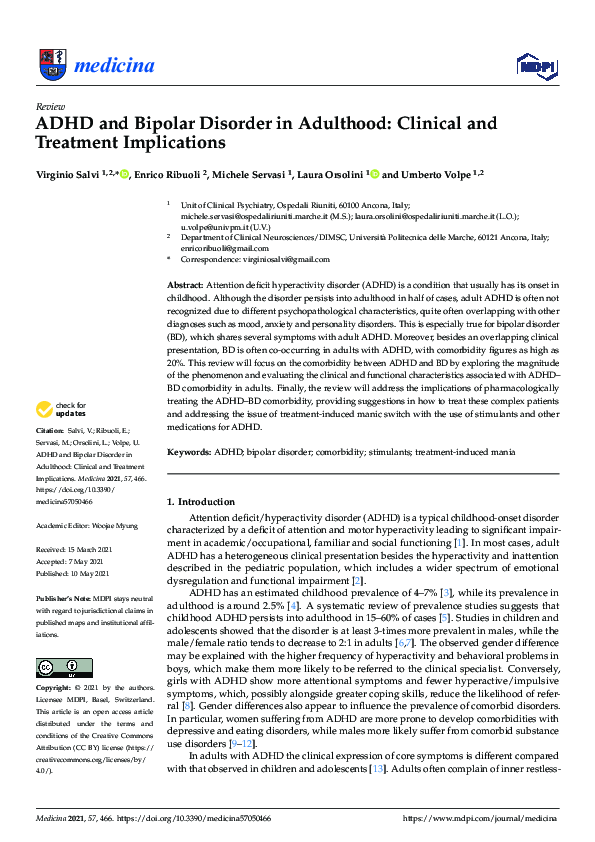 (PDF) ADHD and Bipolar Disorder in Adulthood: Clinical and Treatment ...
