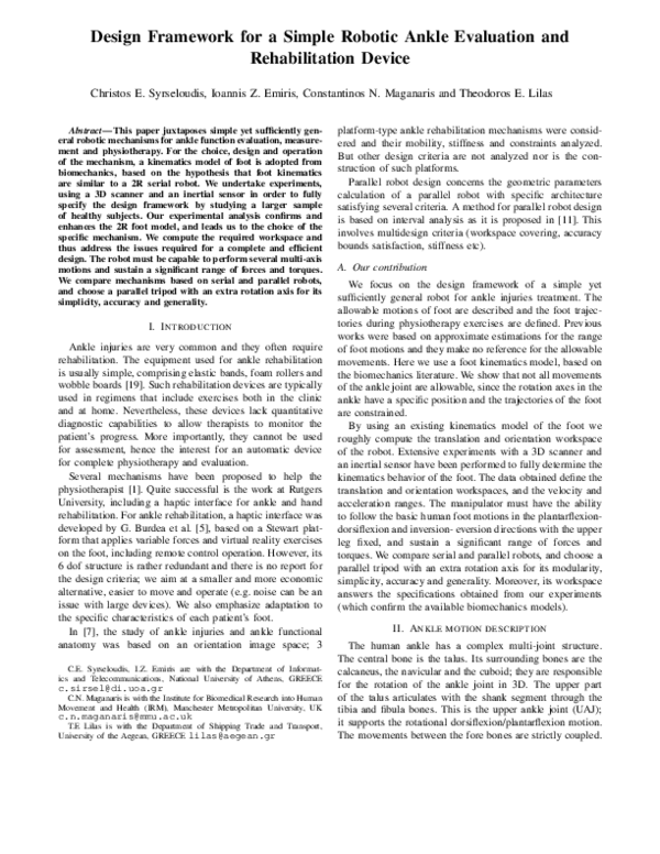 (PDF) Design framework for a simple robotic ankle evaluation and ...