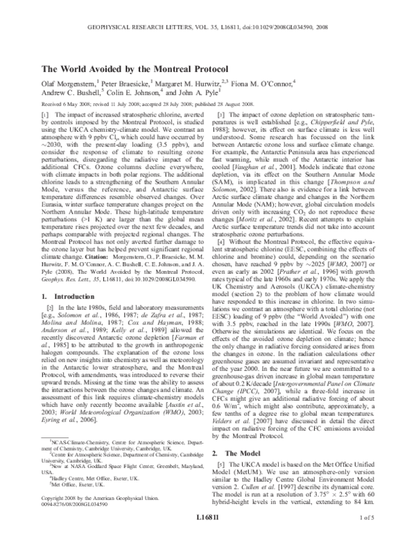 (PDF) The World Avoided by the Montreal Protocol