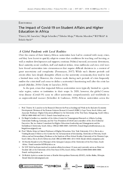 (PDF) The Impact of Covid-19 on Student Affairs and Higher Education in ...