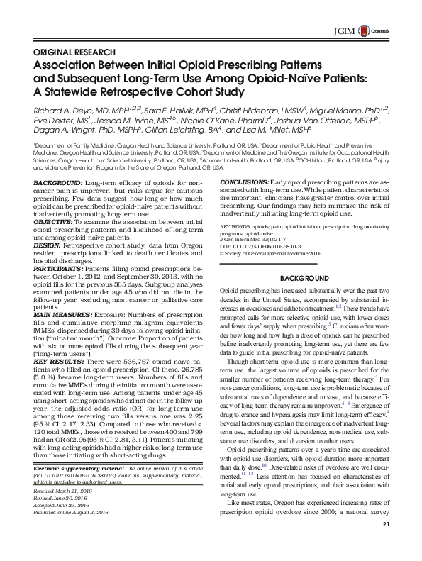(PDF) Association Between Initial Opioid Prescribing Patterns and ...
