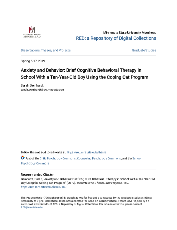 (PDF) Anxiety and Behavior Brief Cognitive Behavioral Therapy in Schoo