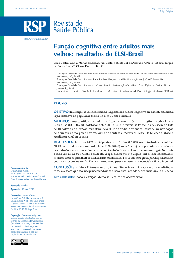 (PDF) Cognitive function among older adults