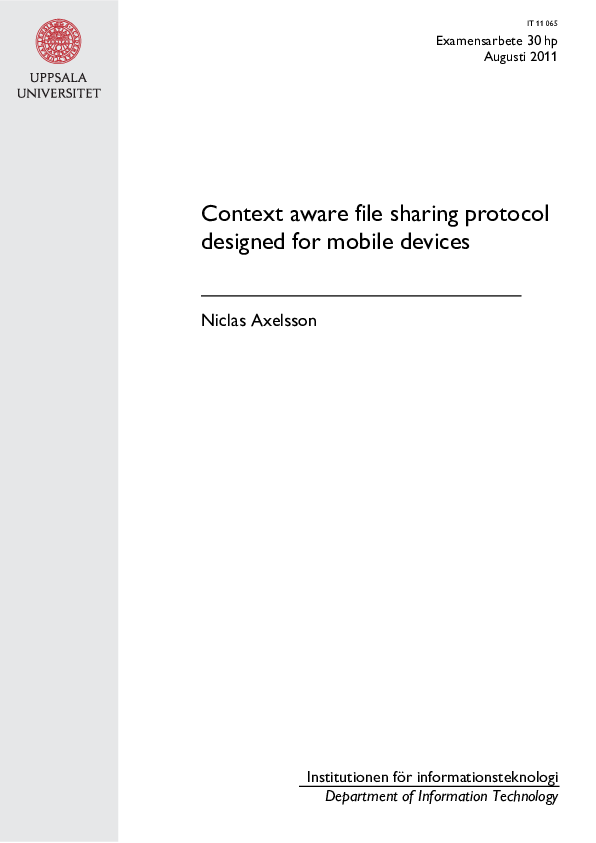 (PDF) Context Aware File Sharing Protocol Designed for Mobile Devices