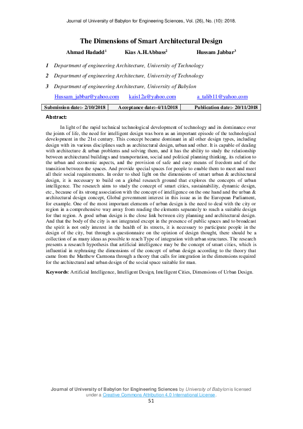 (PDF) The Dimensions of Smart Architectural Design