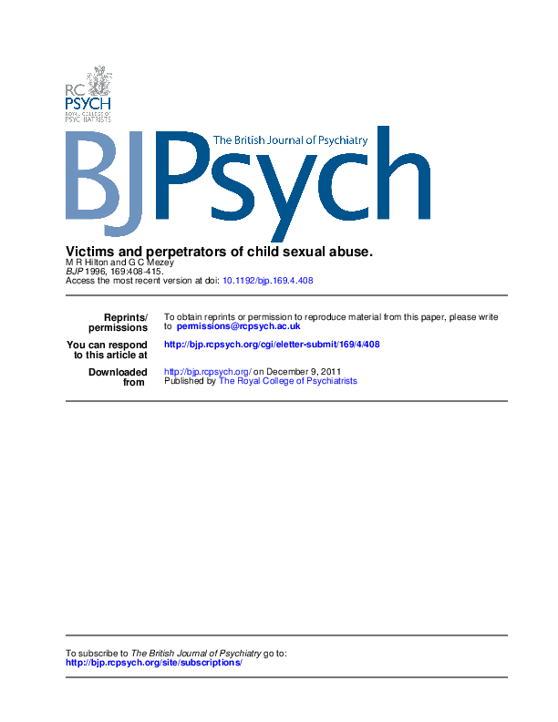 (PDF) Victims and Perpetrators of Child Sexual Abuse