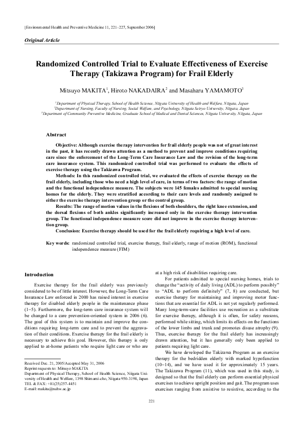 (PDF) Randomized controlled trial to evaluate effectiveness of exercise ...
