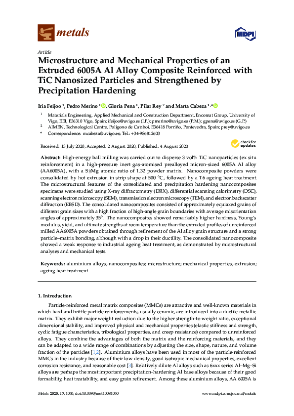 (PDF) Microstructure and Mechanical Properties of an Extruded 6005A Al ...