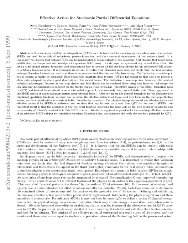 (PDF) Effective action for stochastic partial differential equations