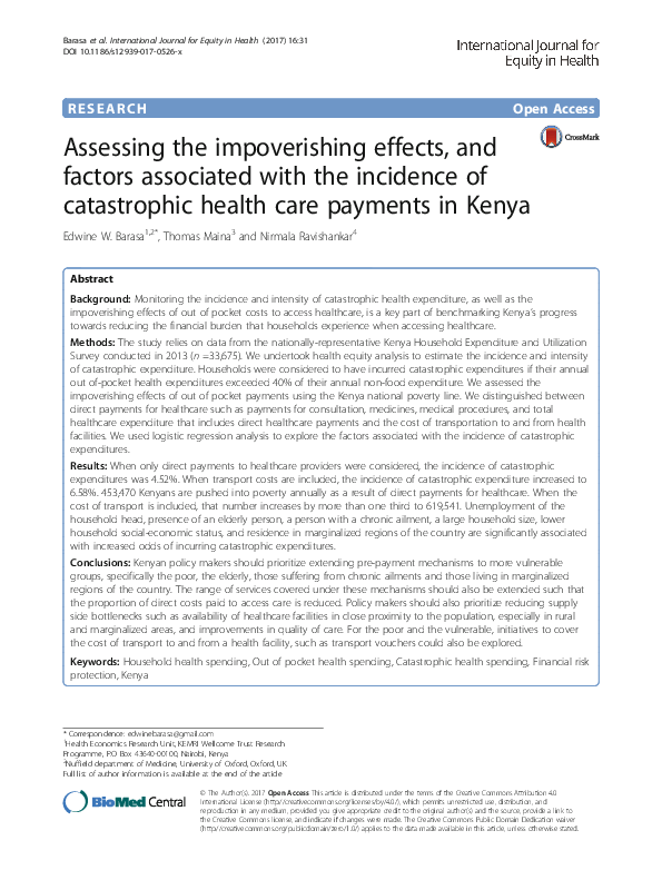 (PDF) Assessing the impoverishing effects, and factors associated with ...