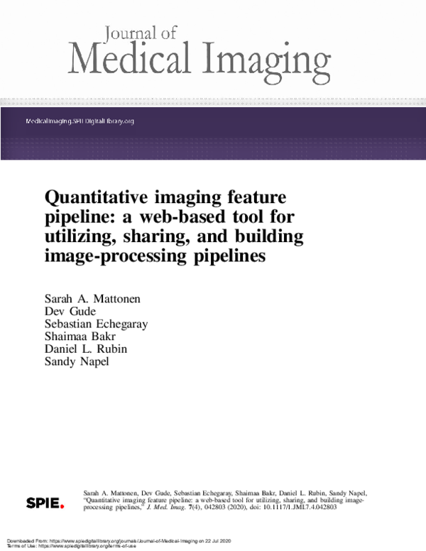 (PDF) Quantitative imaging feature pipeline: a web-based tool for ...