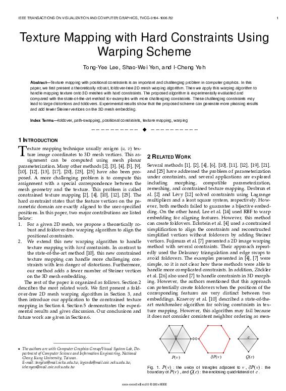 (PDF) Texture Mapping with Hard Constraints Using Warping Scheme | Tong ...