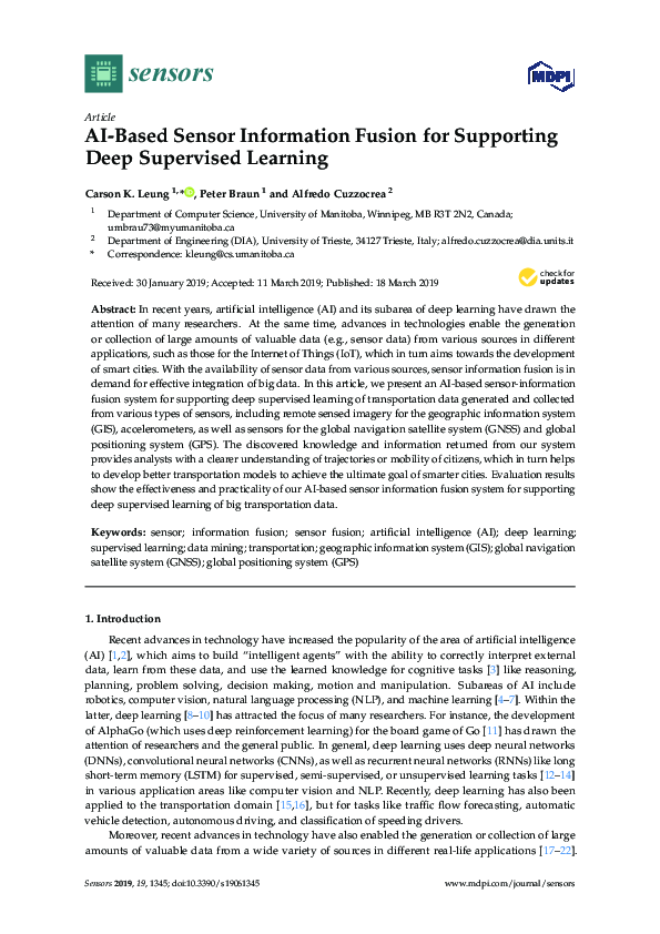 (PDF) AI-Based Sensor Information Fusion for Supporting Deep Supervised ...
