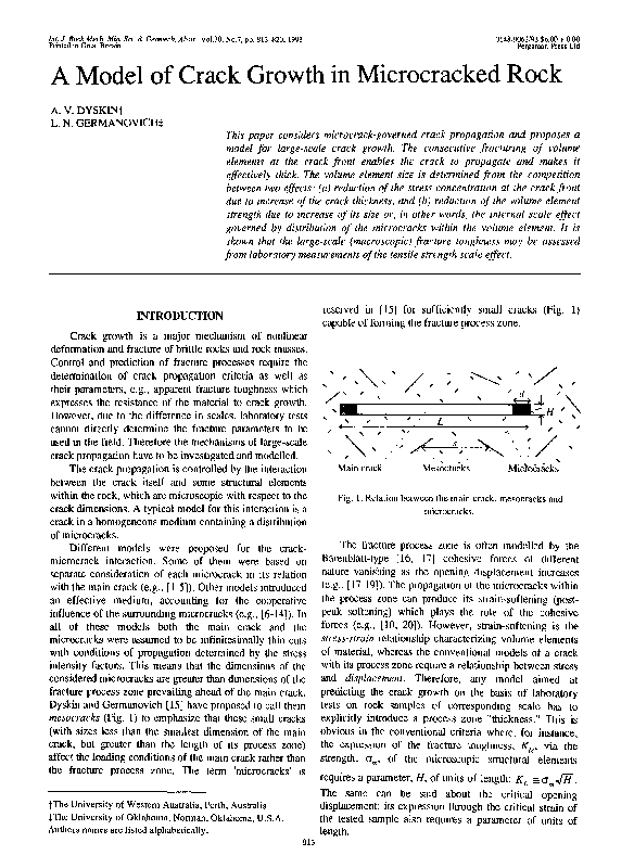 (PDF) A model of crack growth in microcracked rock
