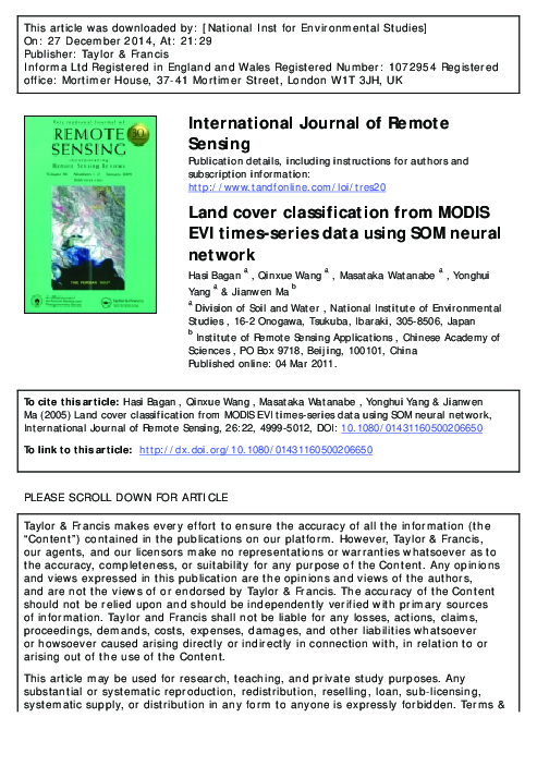 (PDF) Land cover classification from MODIS EVI times-series data using ...