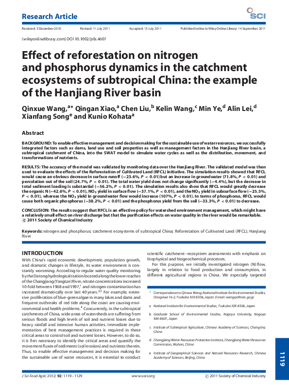 (PDF) Effect of reforestation on nitrogen and phosphorus dynamics in ...