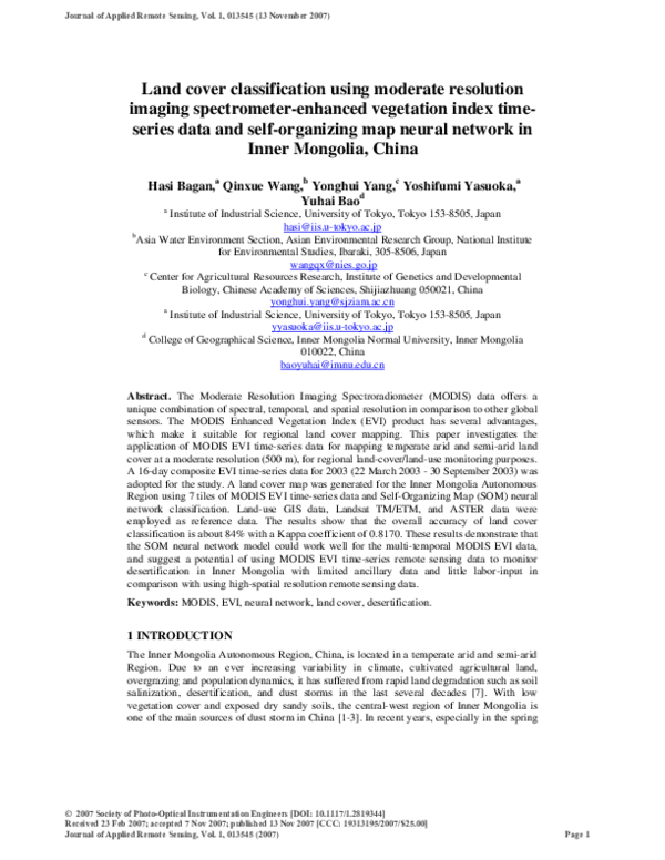 (PDF) Land cover classification using moderate resolution imaging ...