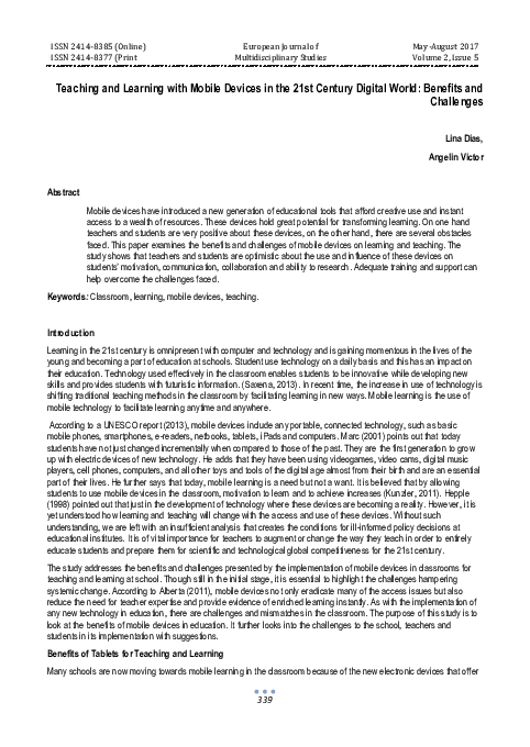 (PDF) Teaching and Learning with Mobile Devices in the 21st Century ...