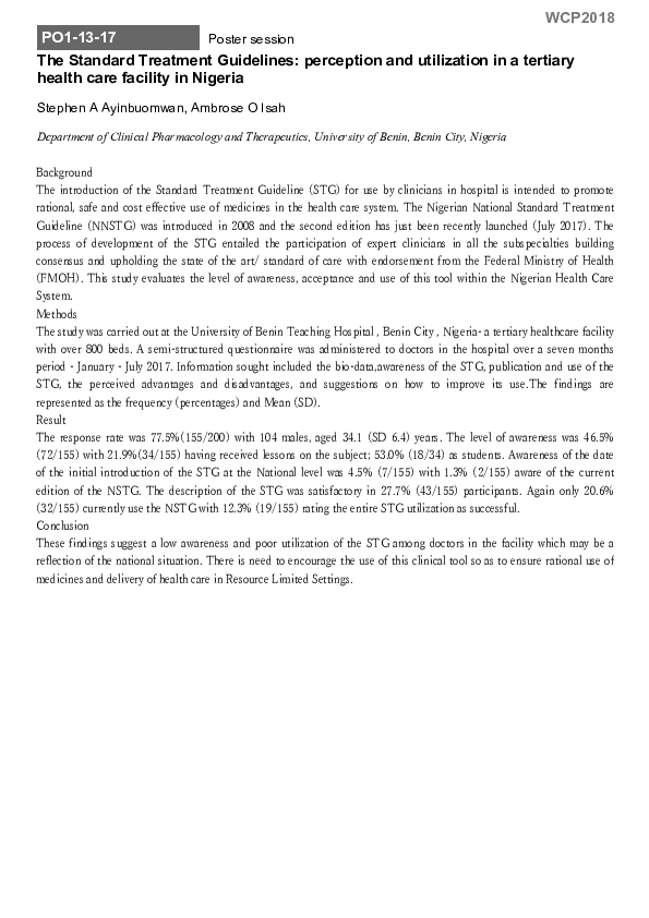 NIGERIA STANDARD TREATMENT GUIDELINES 2016 visual data 6