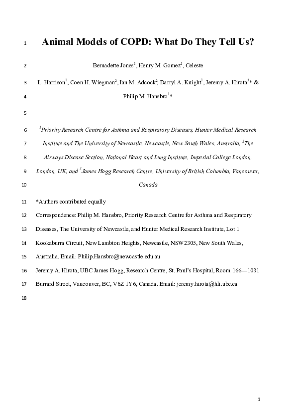 (PDF) Animal models of COPD What do they tell us? Philip Hansbro Academia.edu