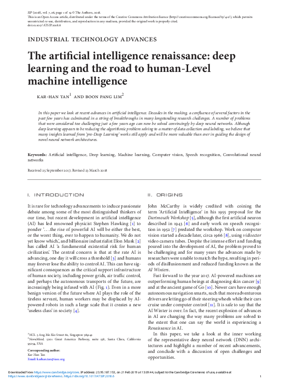 (PDF) The artificial intelligence renaissance: deep learning and the ...