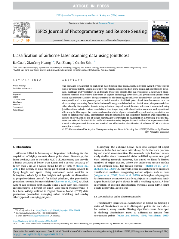 (PDF) Classification of airborne laser scanning data using JointBoost
