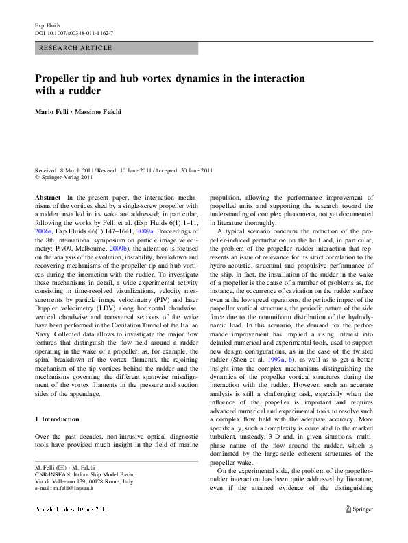 (PDF) Propeller tip and hub vortex dynamics in the interaction with a ...