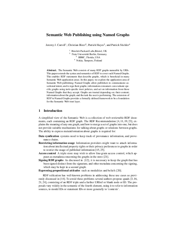 (PDF) Semantic Web Publishing using Named Graphs