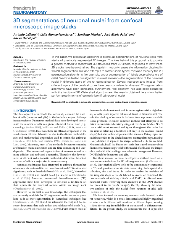 (PDF) 3D segmentations of neuronal nuclei from confocal microscope ...