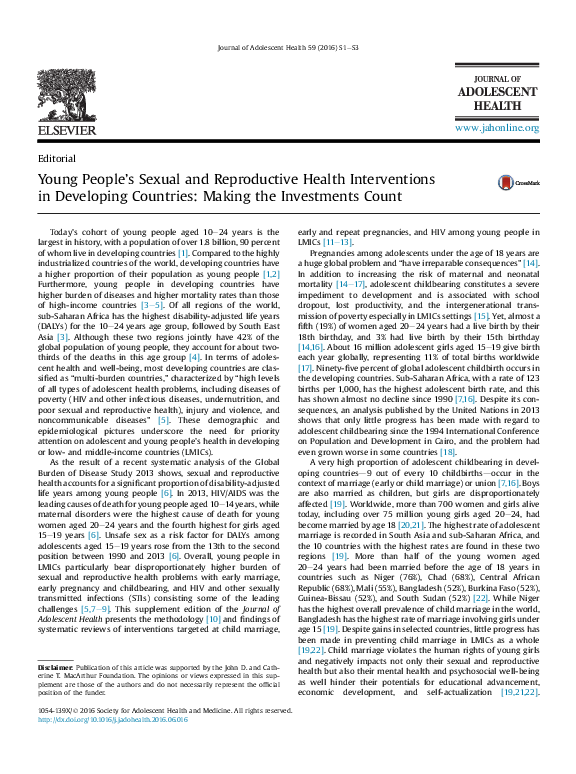 (PDF) Young People's Sexual and Reproductive Health Interventions in ...