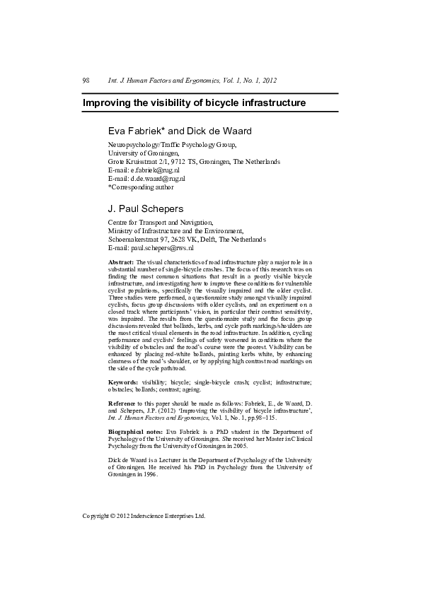 (PDF) Improving the visibility of bicycle infrastructure