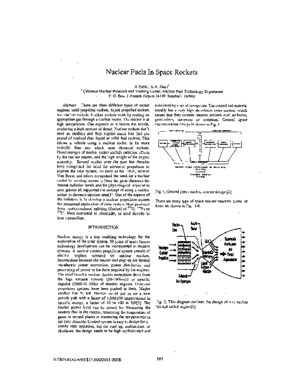 (PDF) Nuclear fuels in space rockets Ahmet Yayli Academia.edu