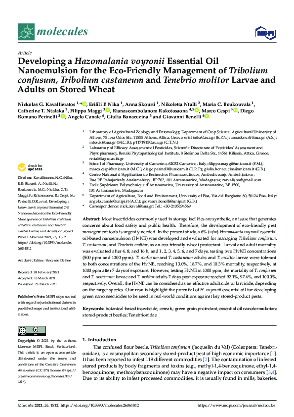  PDF Developing A Hazomalania Voyronii Essential Oil Nanoemulsion For 