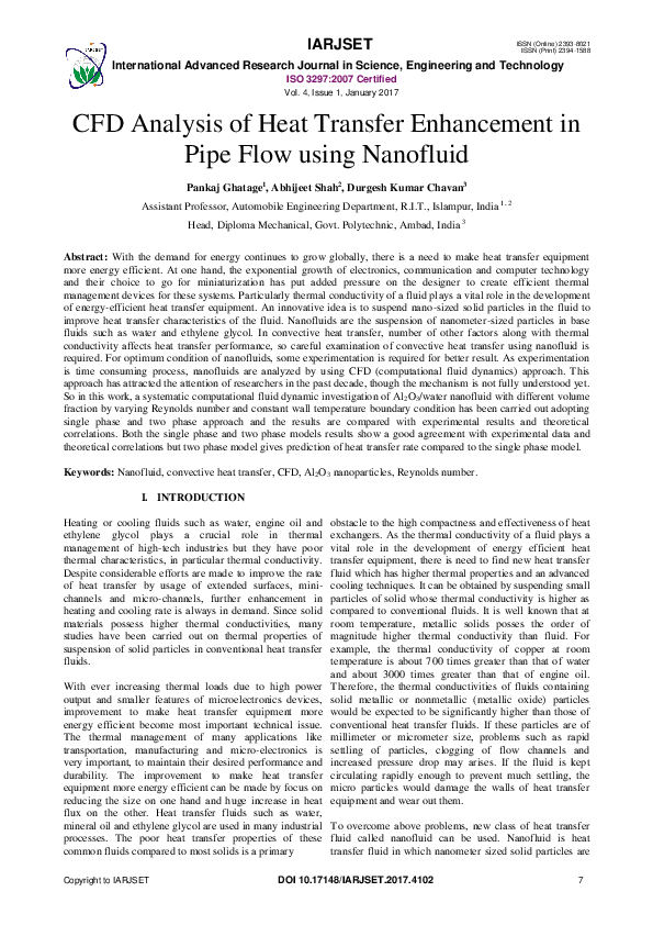 (PDF) CFD Analysis of Heat Transfer Enhancement in Pipe Flow using ...