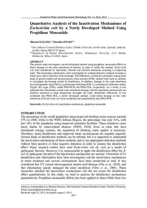(PDF) Quantitative Analysis of the Inactivation Mechanisms of ...