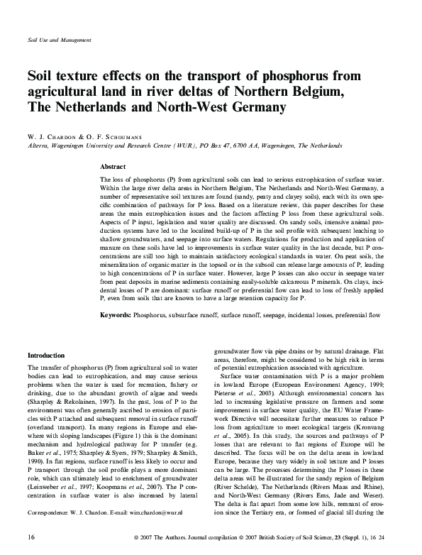 (PDF) Soil texture effects on the transport of phosphorus from ...