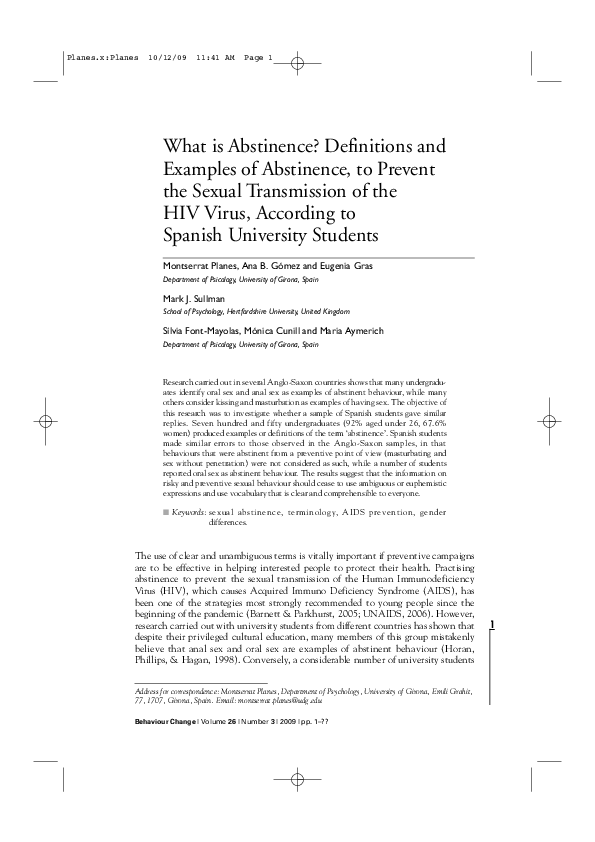 (PDF) What is Abstinence? Definitions and Examples of Abstinence, to