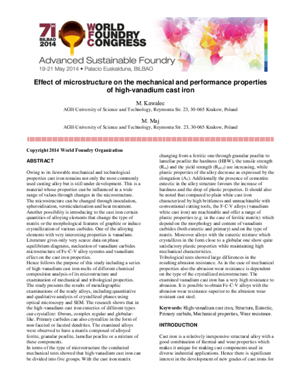 (PDF) Effect of microstructure on the mechanical and performance ...