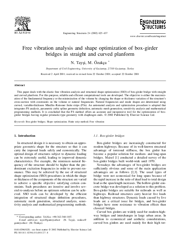 (PDF) Free vibration analysis and shape optimization of box girder ...
