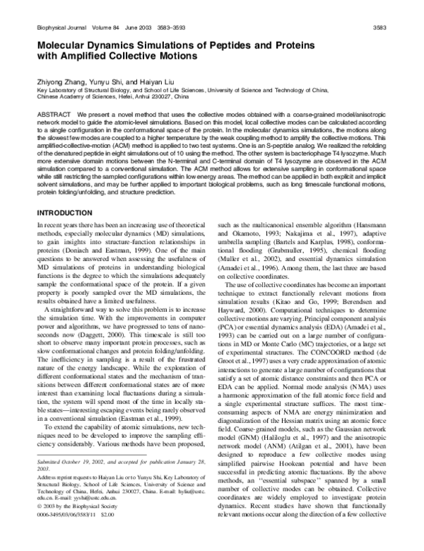 (PDF) Molecular Dynamics Simulations of Peptides and Proteins with ...